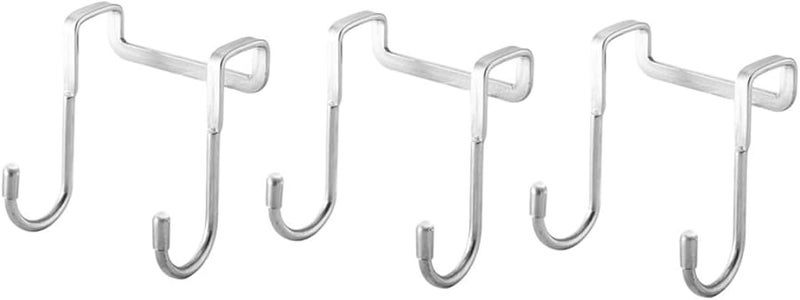 PartyKindom 3pcs Stainless Steel Over Door Hooks for Towels Coats Bags Kitchen Bathroom Organization - Image 1