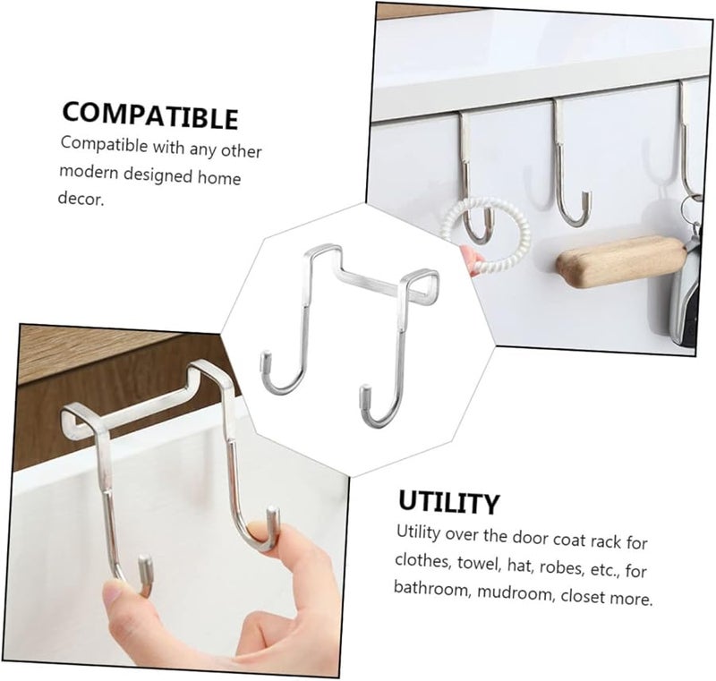 PartyKindom 3pcs Stainless Steel Over Door Hooks for Towels Coats Bags Kitchen Bathroom Organization - Image 4