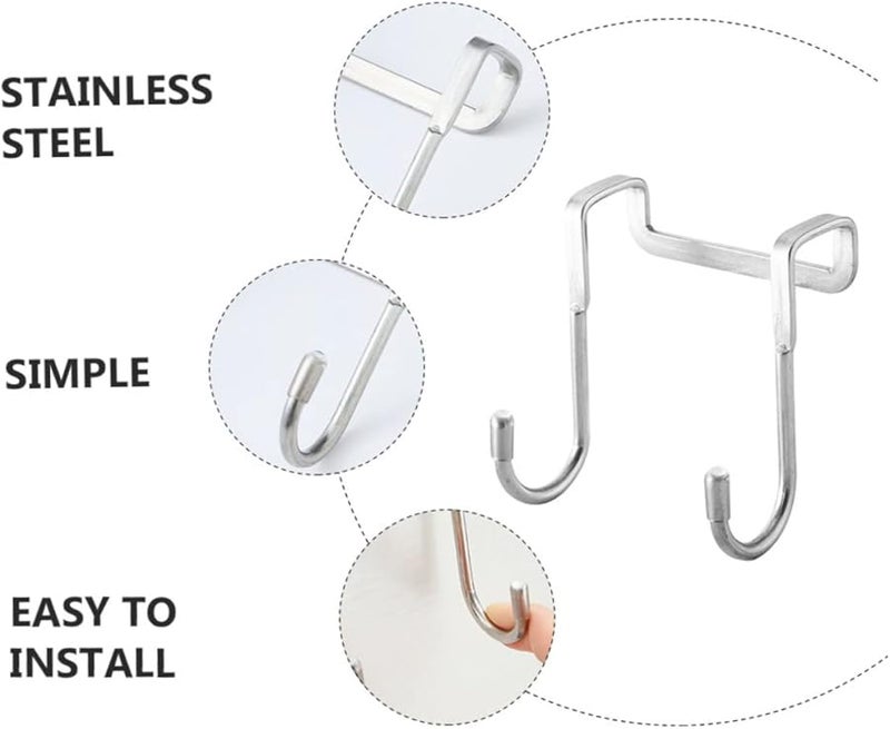 PartyKindom 3pcs Stainless Steel Over Door Hooks for Towels Coats Bags Kitchen Bathroom Organization - Image 3