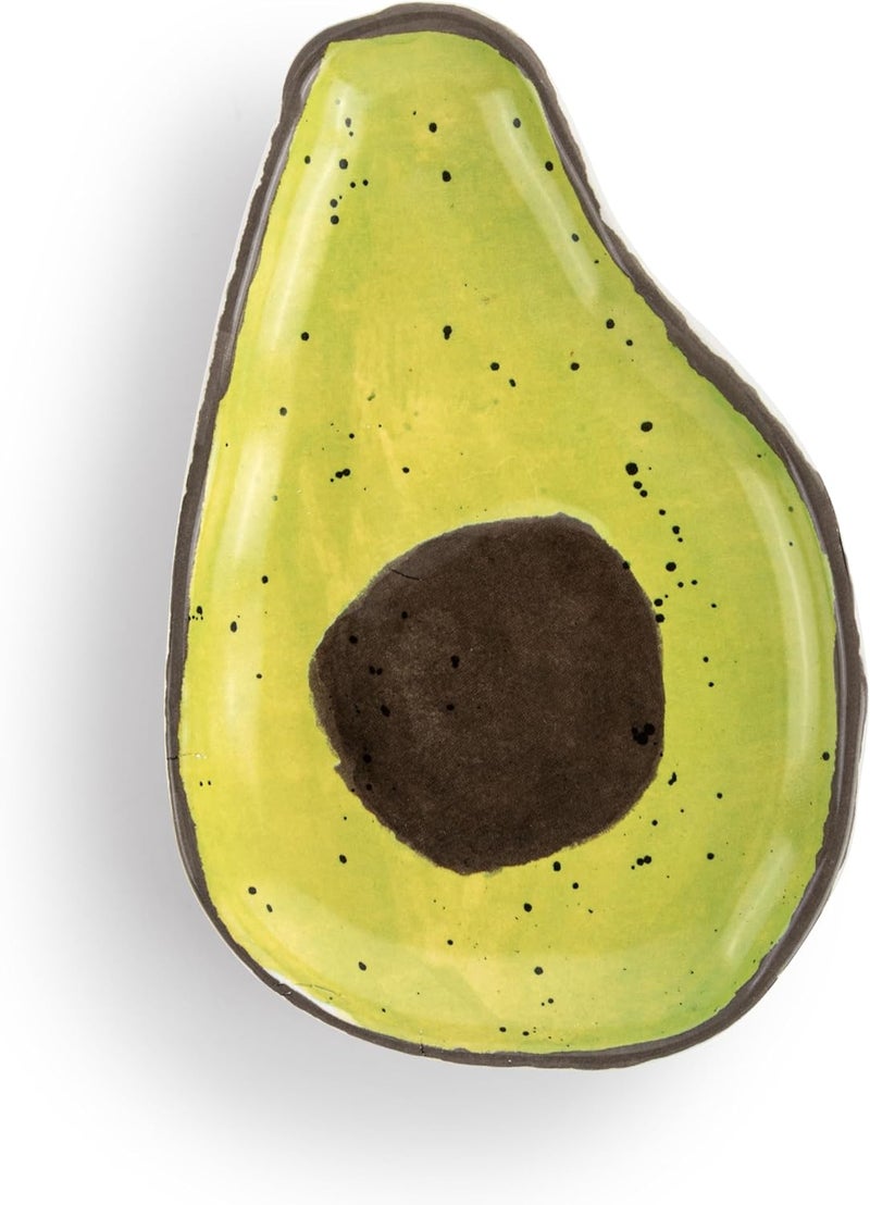 DEMDACO Decorative Serving Dining Dish Appetizer Plate 8 Inch Ceramic Stoneware Avocado Shaped - Image 1