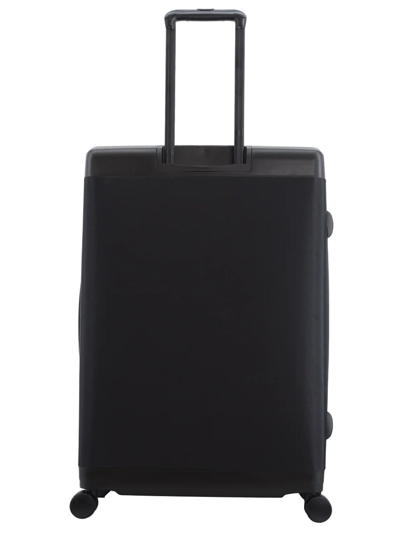 Discovery Discovery Motion PP and Polyester Large Check-In Luggage Black, Durable Lightweight Unbreakable Suitcase, 4 Double Wheel With TSA Lock Trolley Bag (28 Inch).