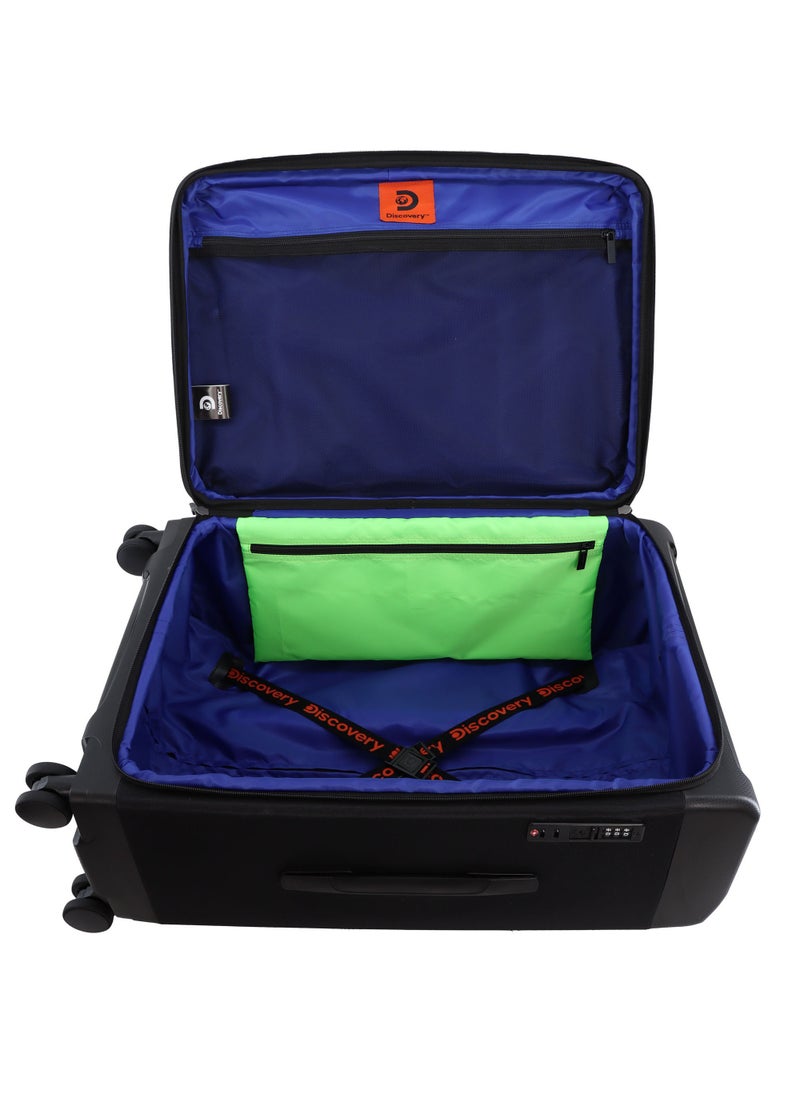 Discovery Motion PP and Polyester Large Check-In Luggage Black, Durable Lightweight Unbreakable Suitcase, 4 Double Wheel With TSA Lock Trolley Bag (28 Inch). - pzsku/ZA32C7E1FCBCBA9821CC5Z/45/_/1720613698/8cec0ecd-7c85-48d3-a5d7-8624fd79e292