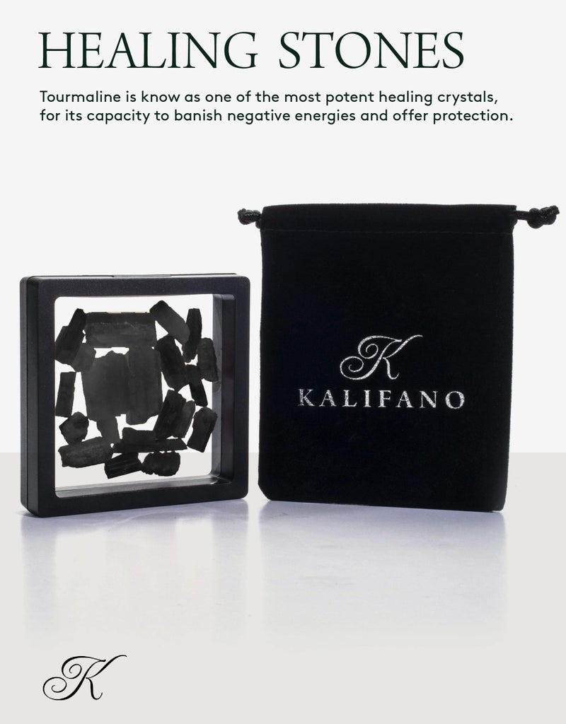 KALIFANO Black Tourmaline Bundle with Calming and Purification Energy - Brazilian Turmalina Negra Schorl Reiki Healing Crystal Used for Protection and Security (Information Card Included) - Image 2