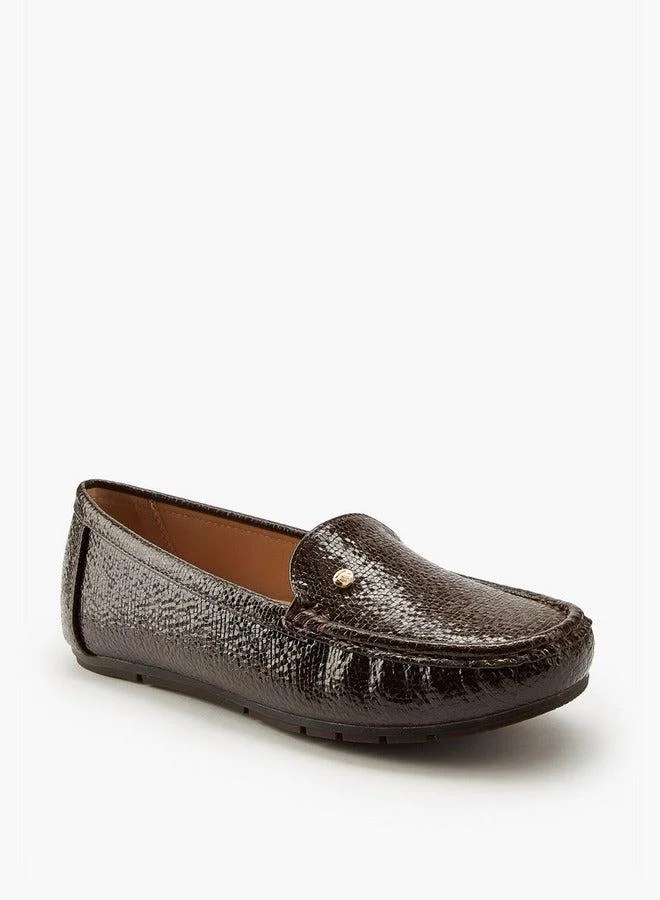 Flora Bella By Shoexpress Textured Slip-On Moccasins