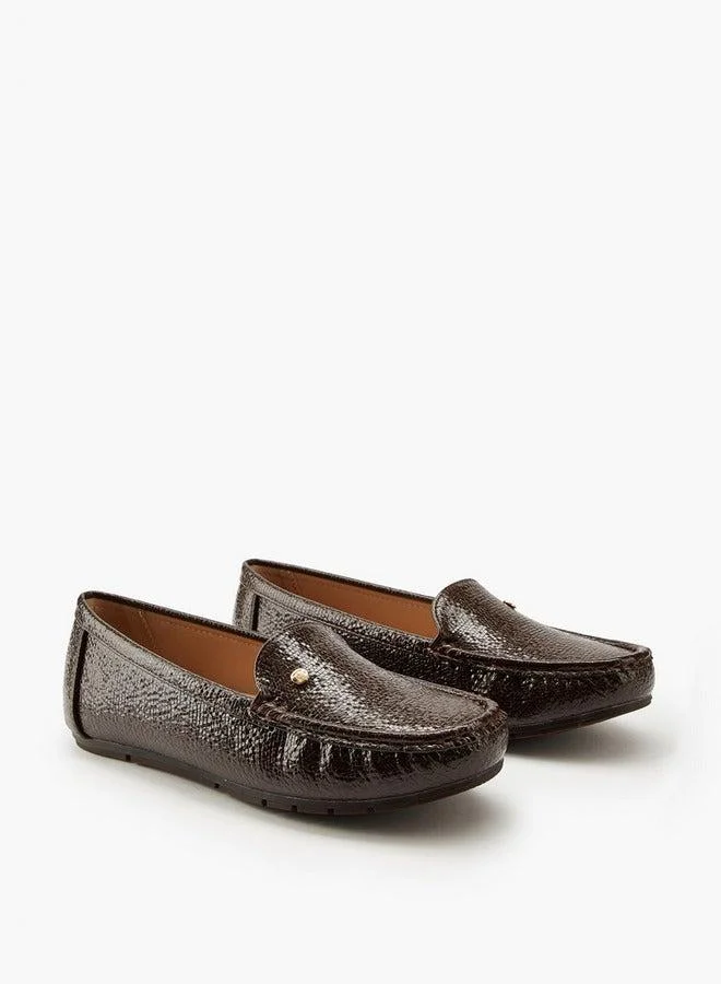 Flora Bella By Shoexpress Textured Slip-On Moccasins