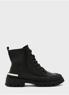 Ginger Back Detail Chunky Military Boot  - Image 1