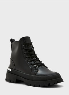 Ginger Back Detail Chunky Military Boot  - Image 2