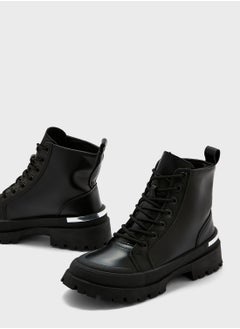 Ginger Back Detail Chunky Military Boot  - Image 4
