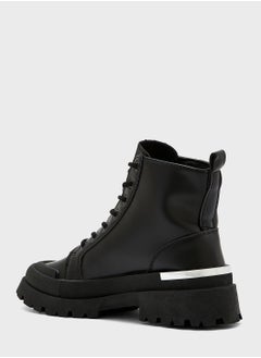 Ginger Back Detail Chunky Military Boot  - Image 3