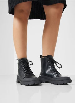 Ginger Back Detail Chunky Military Boot  - Image 5