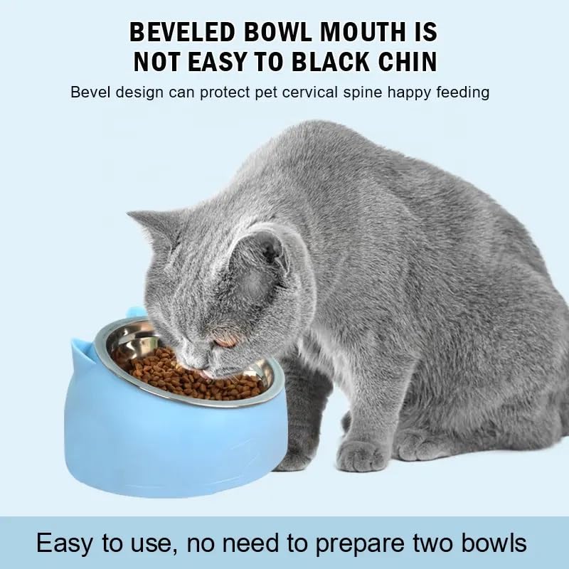Onprix Stainless Steel Cat and Dog Bowl - Tilted 15° Elevated Non-Spill Slanted Bowl for Pets (Orange) - Image 5