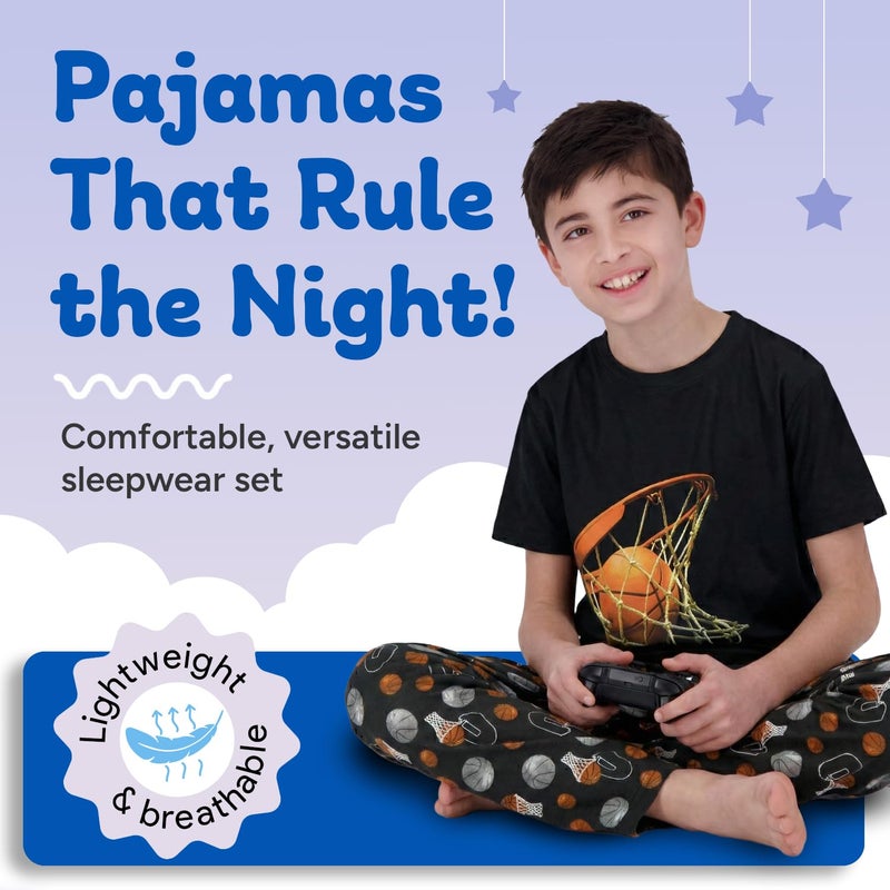 US Angels Boys Pajamas Set | 3-Piece Pant, Shirt, Shorts Sleepwear Pjs for Kids | Loose Fit, Soft, Breathable - Image 2
