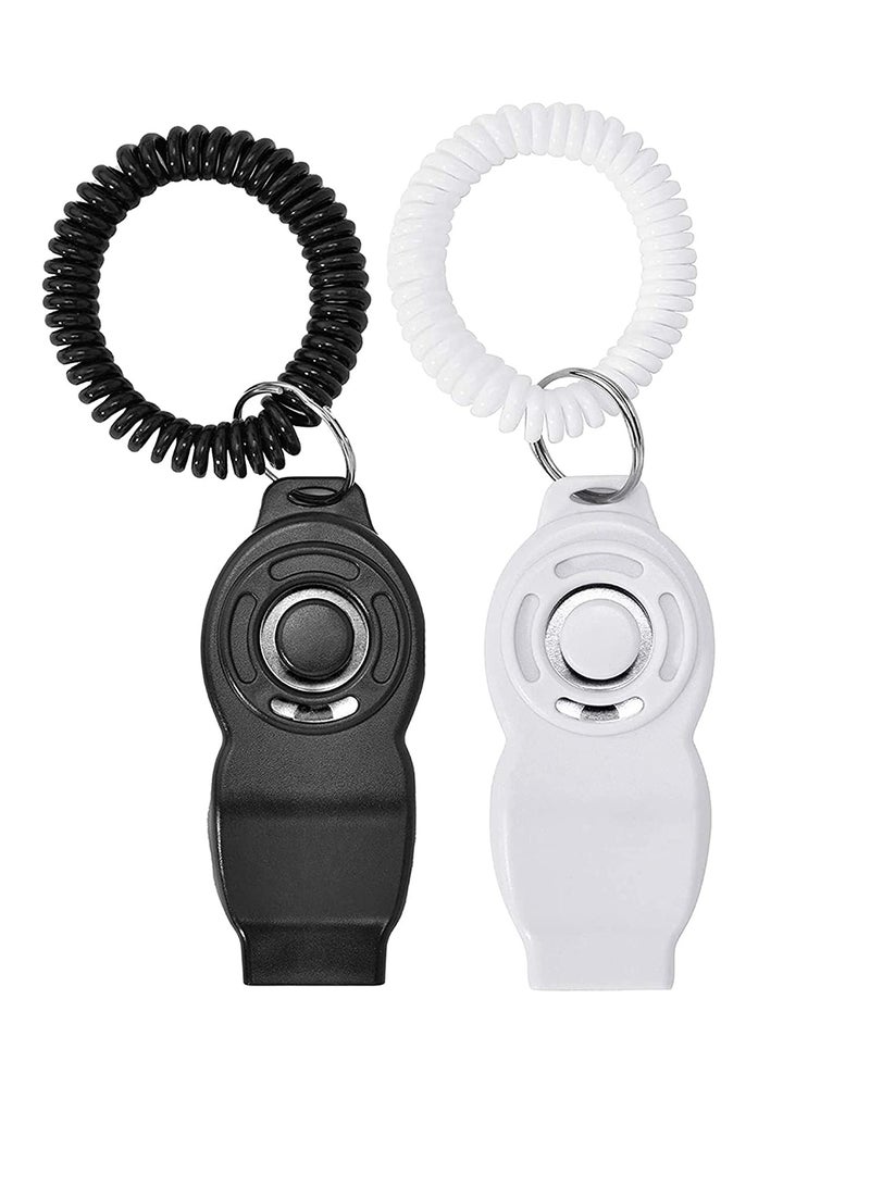 SYOSI Dog Training Clickers and Whistle in One, Consistent Positive Reinforcement for Puppies, Fix Undesired Behaviors, Pet Training Clicker for Dog Cats Puppy Birds Horses, 2-PackWhite + Black - Image 1