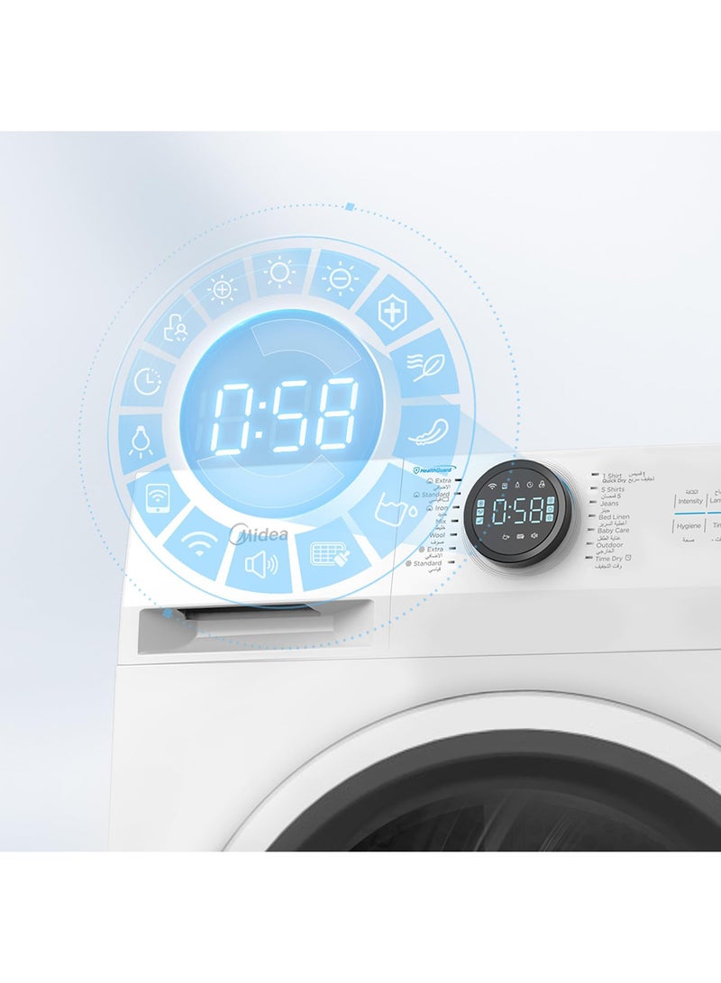 Midea 8KG Smart Front Load Condenser Dryer With Lunar Dial, 14 Wash Programs, Inverter Motor & Wrinkle Prevent, Sensor Dryer, Stronger Sanitization, Anti Crease & Quick Dry MD200C80W/W-GCC White - Image 5