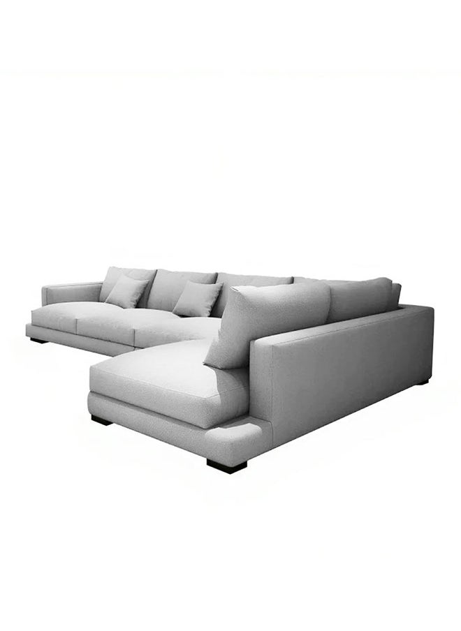 Homzmart Swedish Wood And Linen L-Shape Sofa And Metal And Mdf Wood Coffee Table - Multi Color  - Image 3