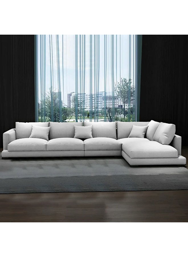 Homzmart - Swedish Wood And Linen L-Shape Sofa And Metal And Mdf Wood Coffee Table - Multi Color - Image 1