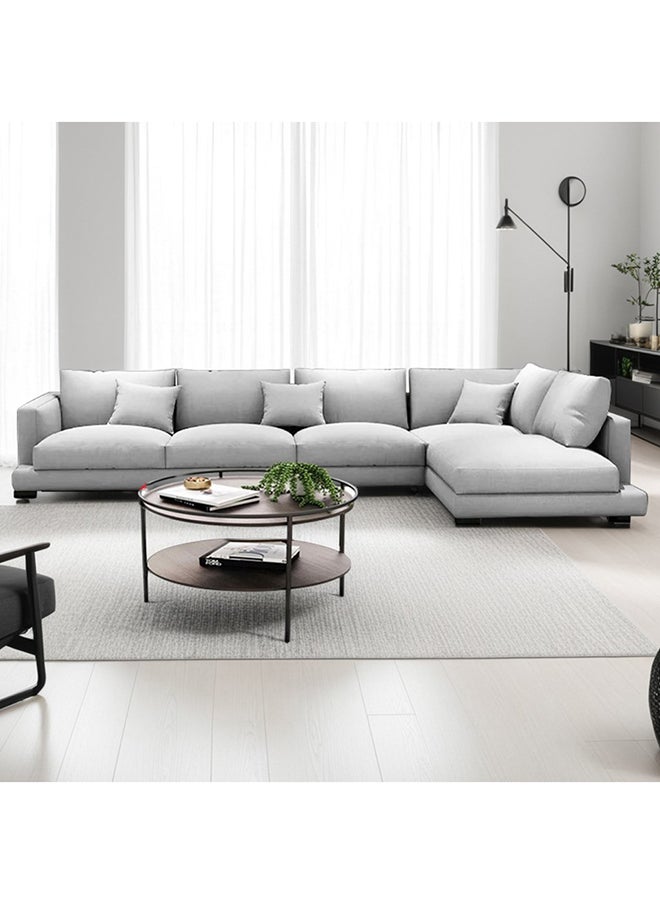 Homzmart - Swedish Wood And Linen L-Shape Sofa And Metal And Mdf Wood Coffee Table - Multi Color - Image 1