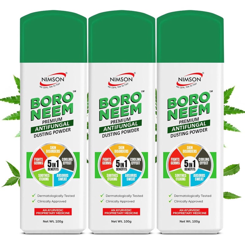 Nimson بودرة نيمسون بورو نيم المضادة للفطريات الفاخرة  مسحوق التلك العشبي البارد  3 × 100 جرام - Image 1