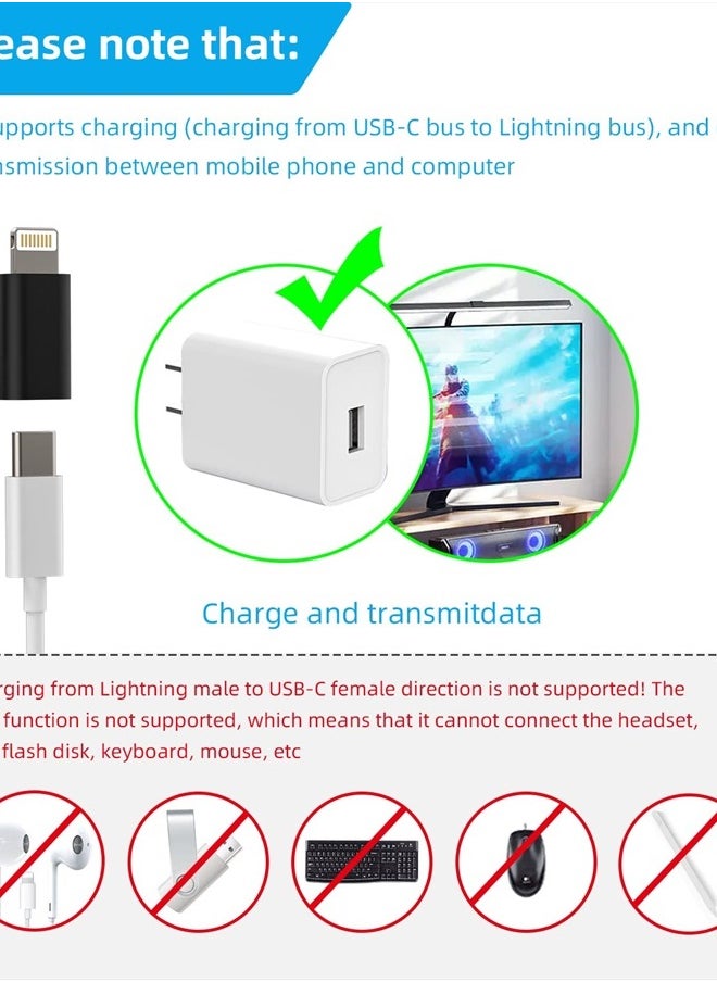 zoyuzan 4Pack,USB C Female to Lightning Male Adapter,USB-C to Lightning Adapter,Lightning to USB C,Type C Cable Charger Adaptor for Apple iPhone 12 11 Mini PRO MAX XS XR X SE2 7 8Plus Ipad AIR USBC Charging  - Image 2