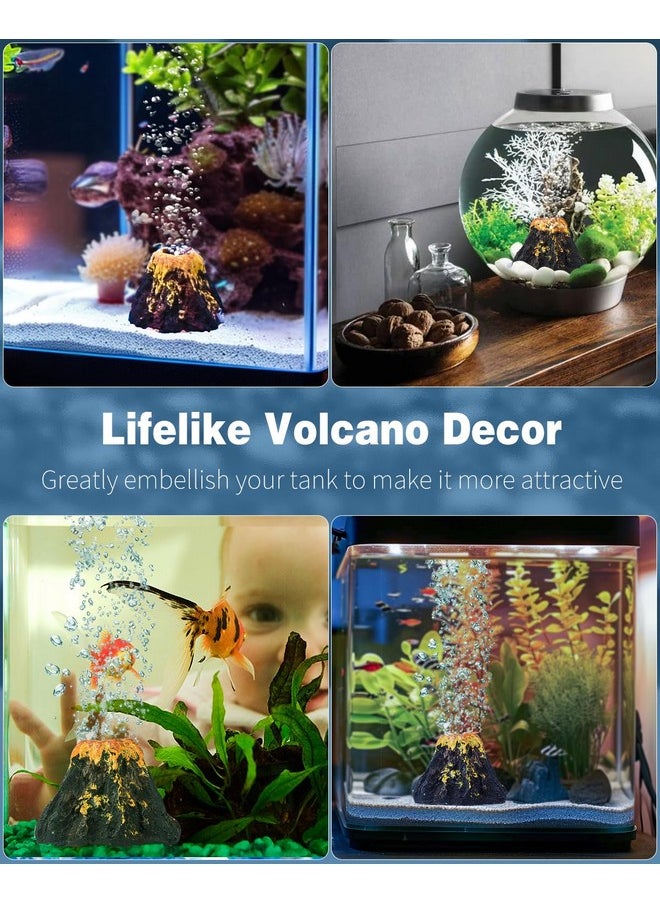 Uniclife Uniclife Aquarium Volcano Ornament Kit, Fish Tank Decoration Mini Resin Volcanic Decor for Fish Tank Landscape Realistic Mountain with Air Stone Bubbler Airline Tubing Accessories for Oxygenation  - Image 3