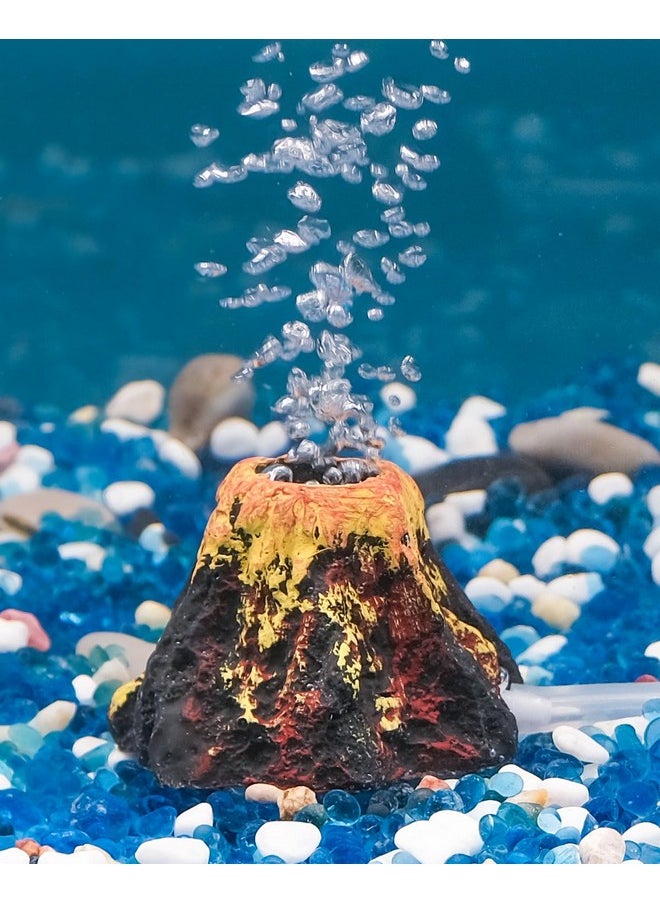 Uniclife Uniclife Aquarium Volcano Ornament Kit, Fish Tank Decoration Mini Resin Volcanic Decor for Fish Tank Landscape Realistic Mountain with Air Stone Bubbler Airline Tubing Accessories for Oxygenation  - Image 1