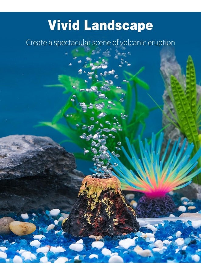 Uniclife Uniclife Aquarium Volcano Ornament Kit, Fish Tank Decoration Mini Resin Volcanic Decor for Fish Tank Landscape Realistic Mountain with Air Stone Bubbler Airline Tubing Accessories for Oxygenation  - Image 2