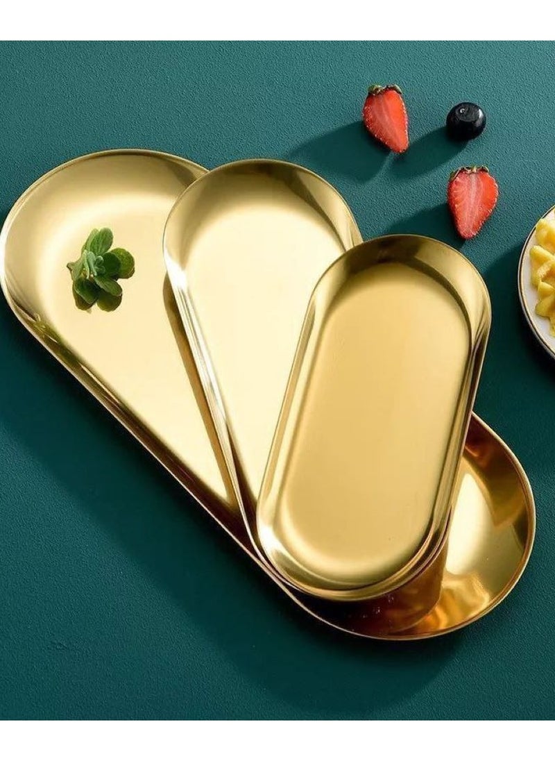 Generic - 3 Gold Rectangular Serving Tray Different Sizes - Image 1