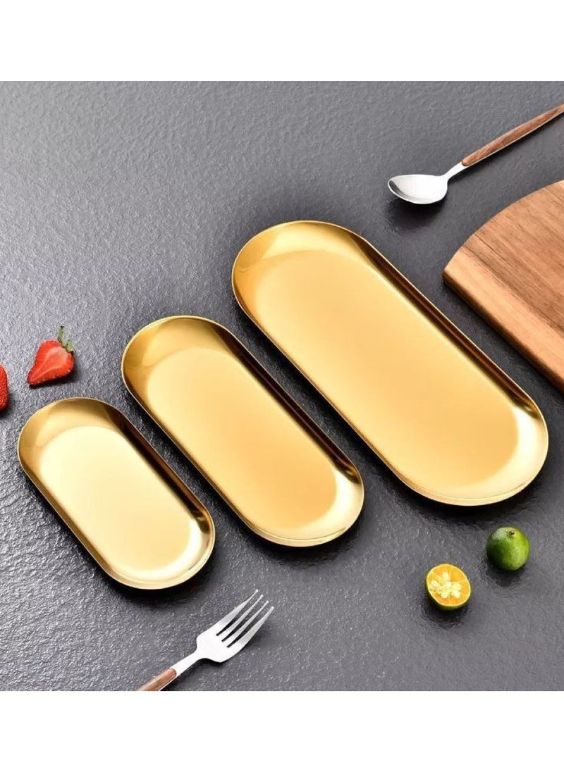 Generic - 3 Gold Rectangular Serving Tray Different Sizes - Image 1