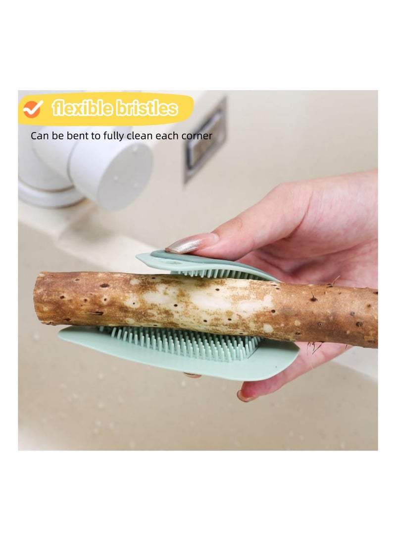 3 Pcs Vegetable Brush Potato Scrubber Silicone Fruit and Cleaning for Food Flexible Kitchen Gadgets Set Fruits Veggies Carrots Mushrooms