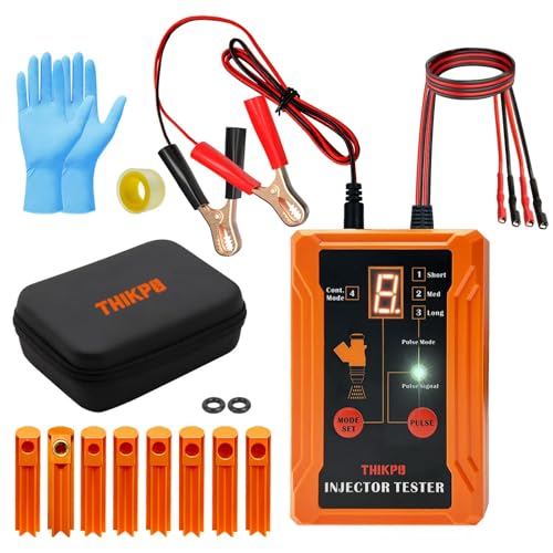 THIKPO Universal Fuel Injector Tester and Cleaner Tool Kit, DIY Cleaning Tool Kit, 8 Pulse Modes, 4 Wire Dual Channel for 2 Fuel Injectors, 8 Size Cleaning Adapters, 12V/5V Output Power - Image 1
