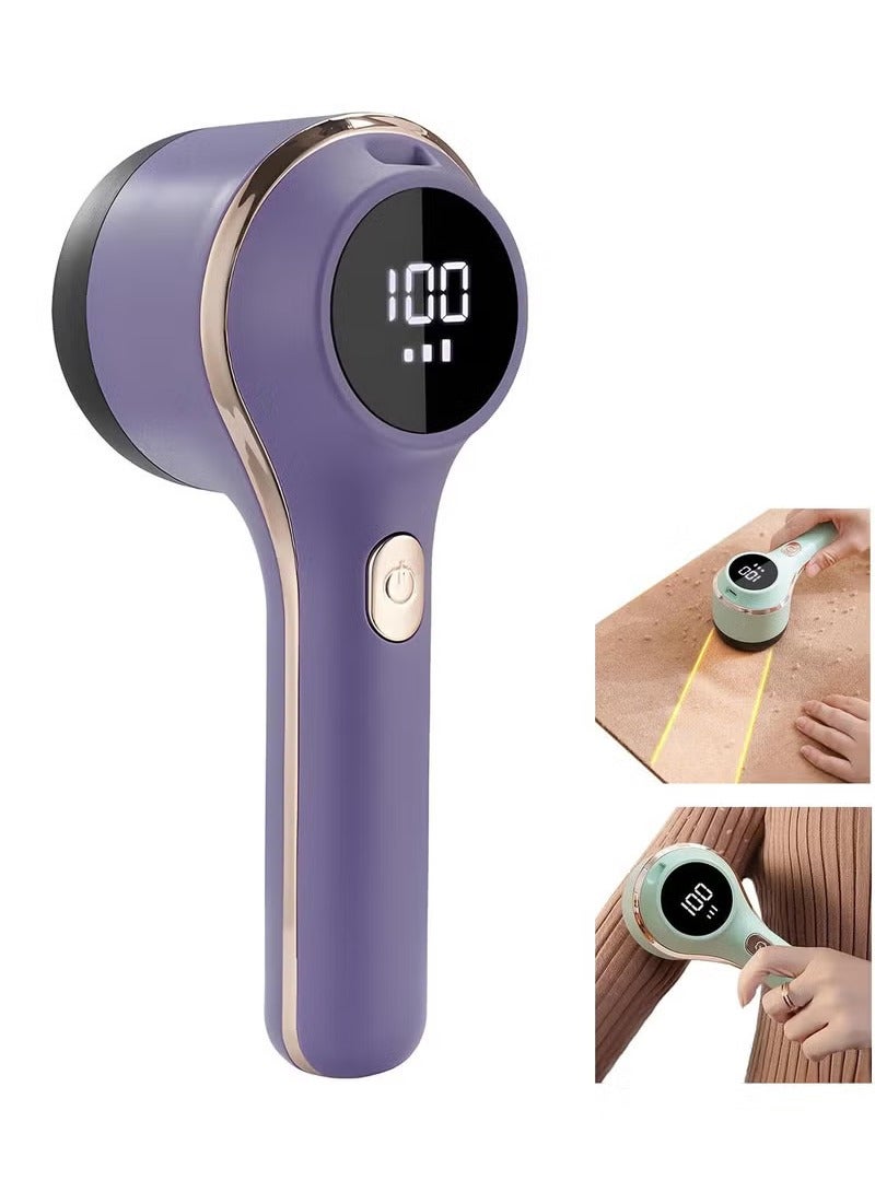Arabest Fabric Shaver and Lint Remover, Electric Lint Remover, USB Rechargeable Model Sweater Defuzzer, 3 Speed Sweater Defuzzer with LED Display Screen for Clothes, Furniture (Purple)  - Image 1