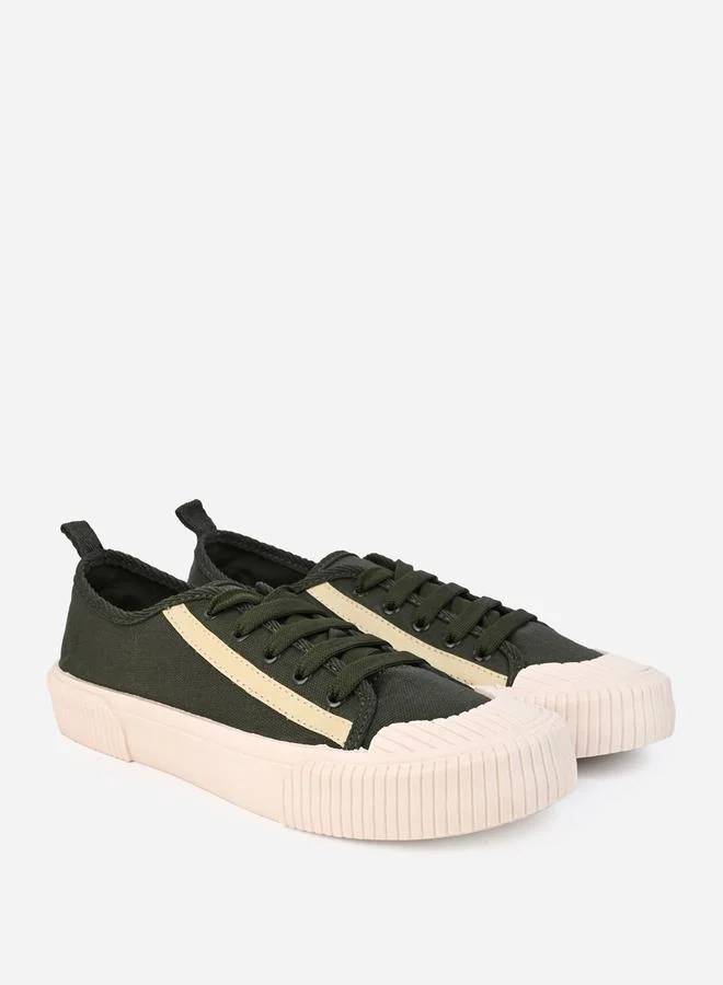 Styli Tape Detail Canvas Lace Up Sneakers