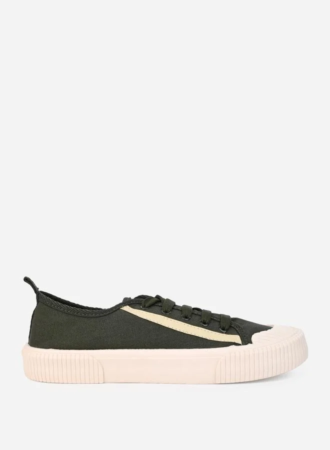 Styli Tape Detail Canvas Lace Up Sneakers