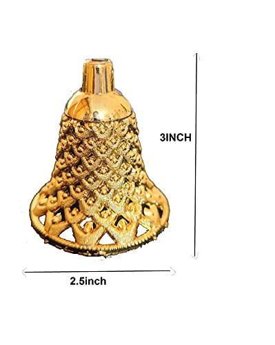 Homenique Antique Embossed Plastic Jingle Bells 25inch Jewelry Ornament for Home Christmas Tree Decoration DIY Crafts Hanging Bells Party Light Golden25inch Pack of 12 - Image 3