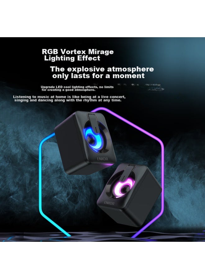 ENKOR مكبرات صوت كمبيوتر Mini2، مضخم صوت مكتبي سلكي، مكبرات صوت متعددة الوسائط للابتوب والمكتب، نظام صوت عالي الجودة، مكبرات صوت للألعاب - Image 4