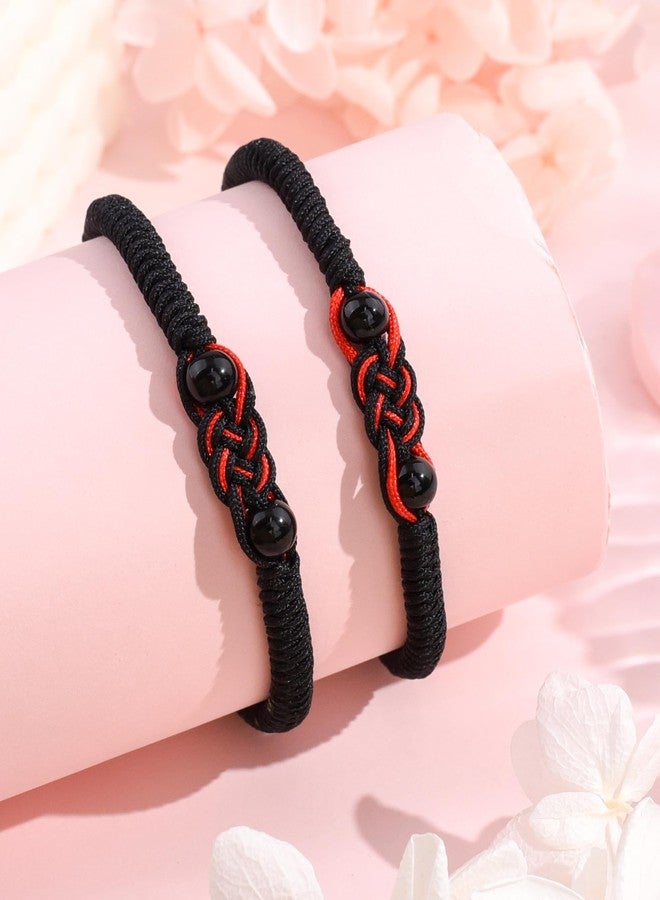 SUNSH Best Friends Bracelets for Women Pinky Promise Gifts for Women, Gifts for Girlfriend Boyfriend, Birthday Galentines Valentines Day Gift for Him Her Fiancee Black, Friendship Bracelets - Image 2