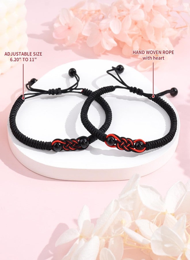 SUNSH Best Friends Bracelets for Women Pinky Promise Gifts for Women, Gifts for Girlfriend Boyfriend, Birthday Galentines Valentines Day Gift for Him Her Fiancee Black, Friendship Bracelets - Image 5