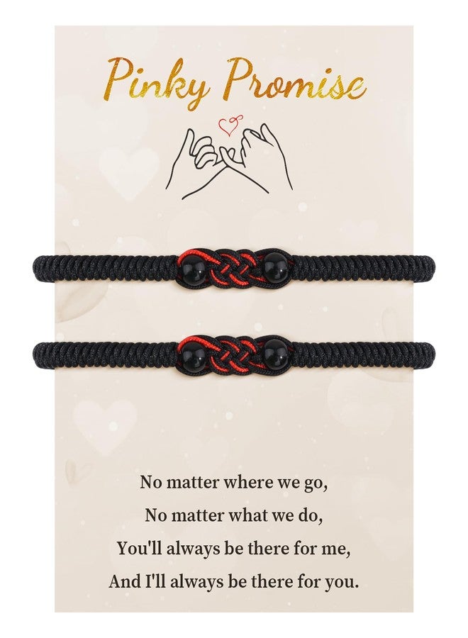 SUNSH Best Friends Bracelets for Women Pinky Promise Gifts for Women, Gifts for Girlfriend Boyfriend, Birthday Galentines Valentines Day Gift for Him Her Fiancee Black, Friendship Bracelets - Image 1