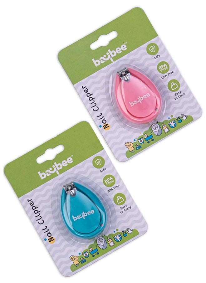 BAYBEE Baby Nail Clipper with Skin Guard Lens Safety Nail Cutter for New Born Babies Infant Toddler Baby Manicure Pedicure Care Set Baby Nail Cutter Kids Nail Clipper for New Born Baby Kids Pack of 2 (Assorted Colour)  - Image 1