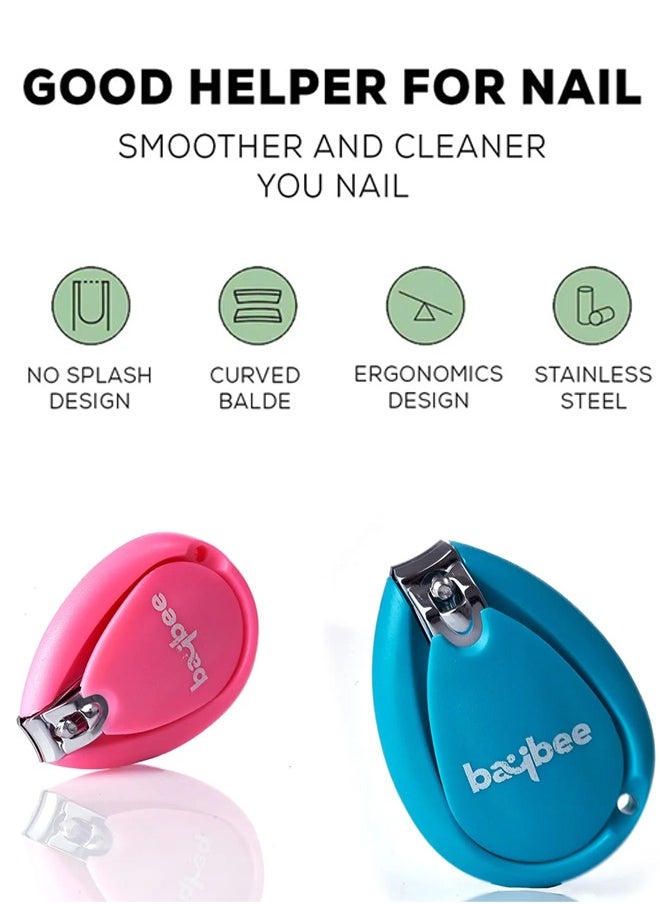 BAYBEE Baby Nail Clipper with Skin Guard Lens Safety Nail Cutter for New Born Babies Infant Toddler Baby Manicure Pedicure Care Set Baby Nail Cutter Kids Nail Clipper for New Born Baby Kids Pack of 2 (Assorted Colour)  - Image 5