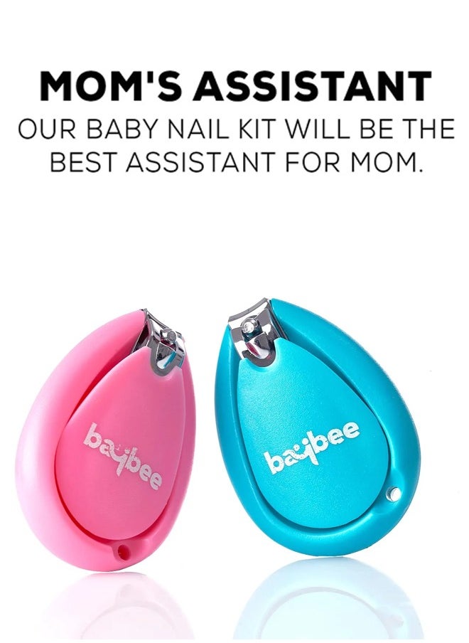 BAYBEE Baby Nail Clipper with Skin Guard Lens Safety Nail Cutter for New Born Babies Infant Toddler Baby Manicure Pedicure Care Set Baby Nail Cutter Kids Nail Clipper for New Born Baby Kids Pack of 2 (Assorted Colour)  - Image 2