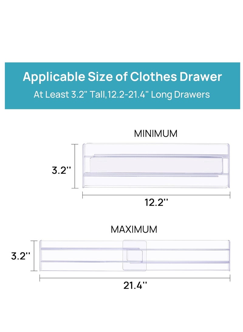 MIXDE Drawer Dividers Organizers 4 Pack, Adjustable 8CM High Expandable from 27.5-52CM Kitchen Drawer Organizer, Clear Plastic Drawers Separators for Clothing, Installed by Double-sided Tape  - Image 5