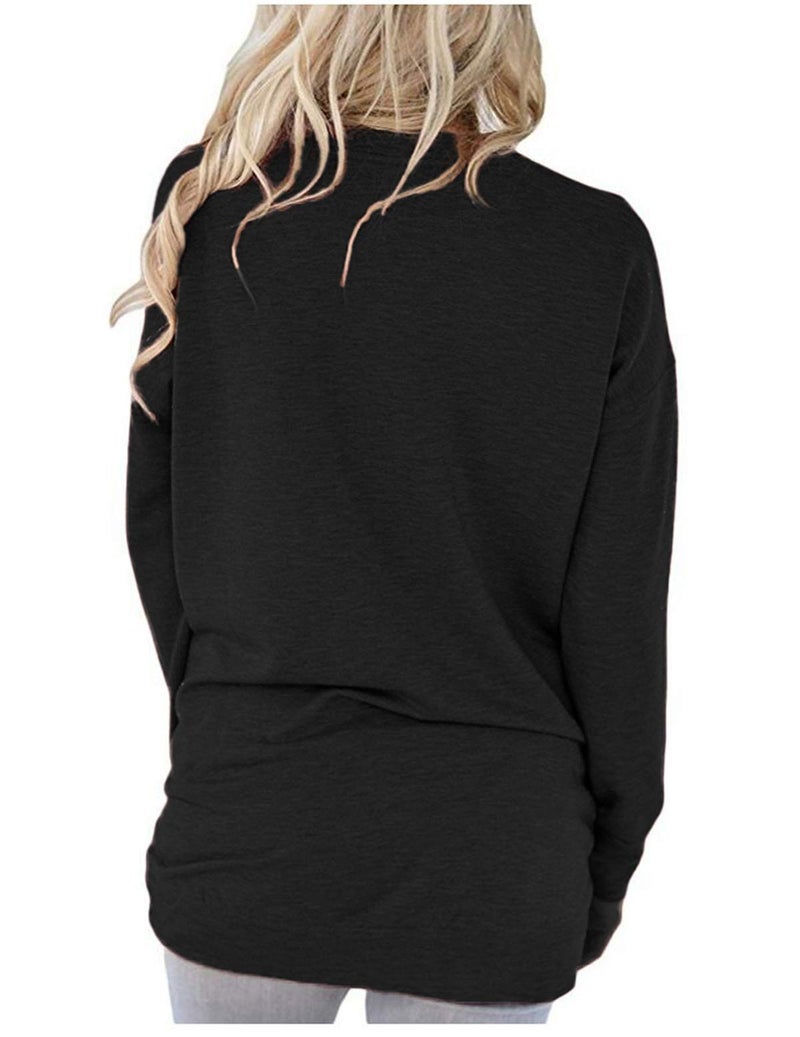 onlypuff Pocket Shirts for Women Black Long Sleeve Tops Casual Cute Fashion Tunic Tops Ladies Blouse M - Image 4