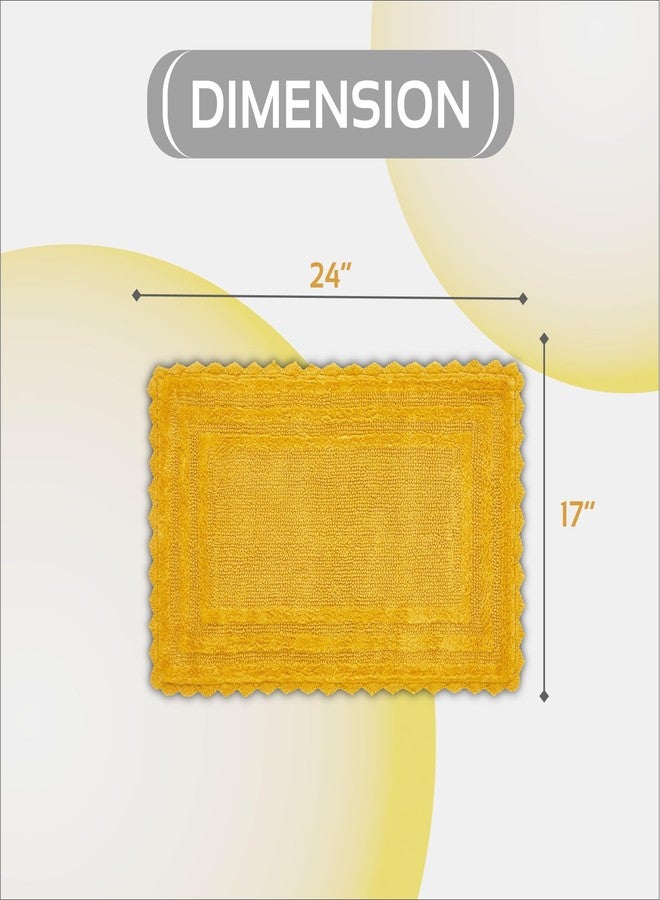 Better Trends Lilly Crochet 17x24 Reversible Bath Rugs and Bath mats for Bathroom, Luxurious 100% Cotton Bath Rug & Water Absorbent Bathroom Mat - Yellow Bath Matt - Image 4