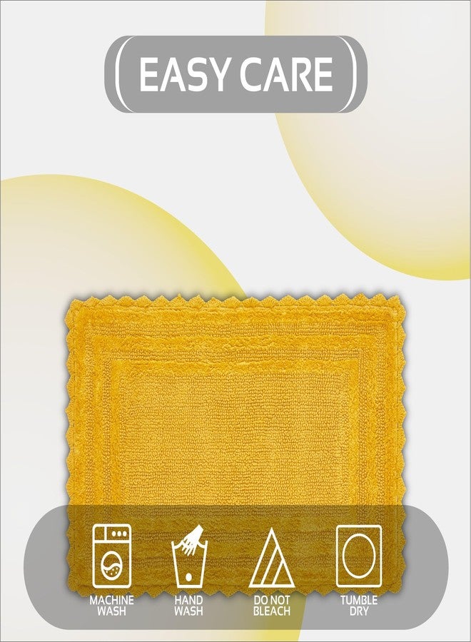 Better Trends Lilly Crochet 17x24 Reversible Bath Rugs and Bath mats for Bathroom, Luxurious 100% Cotton Bath Rug & Water Absorbent Bathroom Mat - Yellow Bath Matt - Image 3