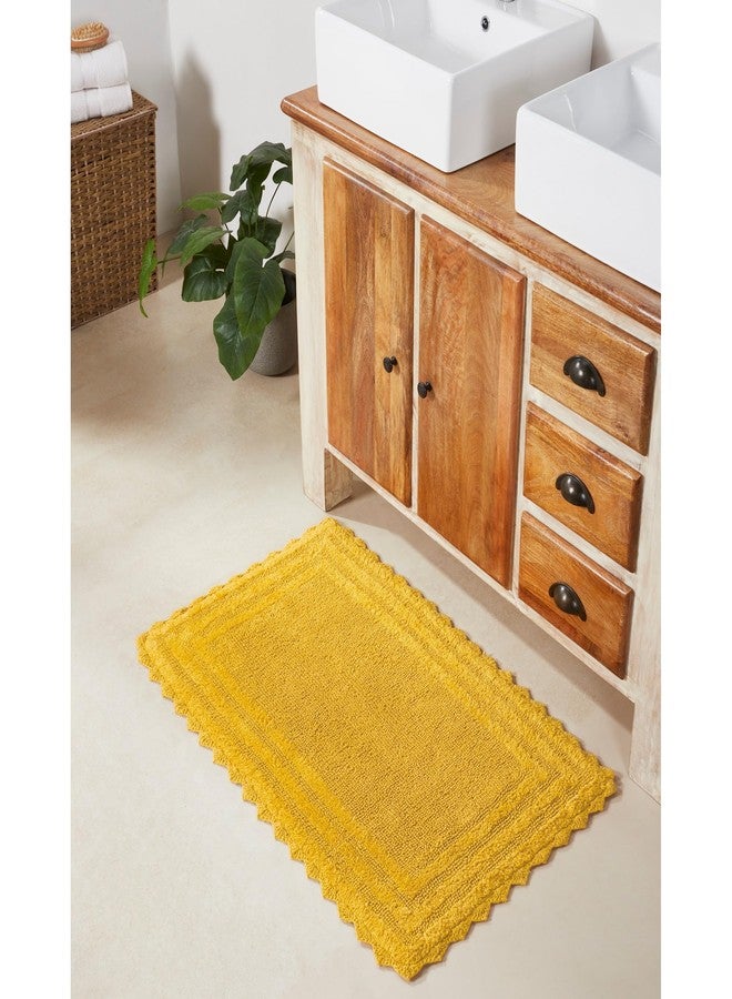 Better Trends Lilly Crochet 17x24 Reversible Bath Rugs and Bath mats for Bathroom, Luxurious 100% Cotton Bath Rug & Water Absorbent Bathroom Mat - Yellow Bath Matt - Image 5