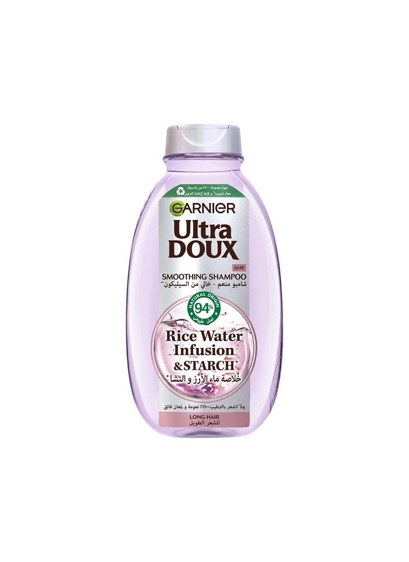 garnier Ultra Doux Rice water Shampoo, 400 ml & Ultra Doux Rice Water Silk Drops Smoothing Serum For Long, Dull Hair, 120Ml Bundle - Image 2