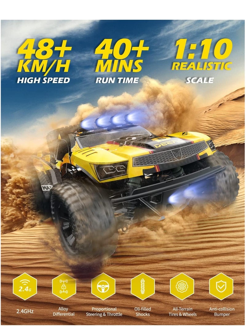 DEERC DEERC 9201E 1:10 Large Remote Control Truck with Lights, Fast Short Course RC Car, 48 km/h 4x4 Off-Road Hobby Grade Toy Monster Crawler Electric Vehicle with 2 Rechargeable Batteries for Adult Kid Boy  - Image 3