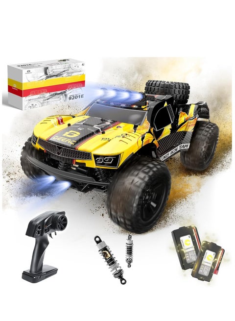 DEERC 9201E 1:10 Large Remote Control Truck with Lights, Fast Short Course RC Car, 48 km/h 4x4 Off-Road Hobby Grade Toy Monster Crawler Electric Vehicle with 2 Rechargeable Batteries for Adult Kid Boy