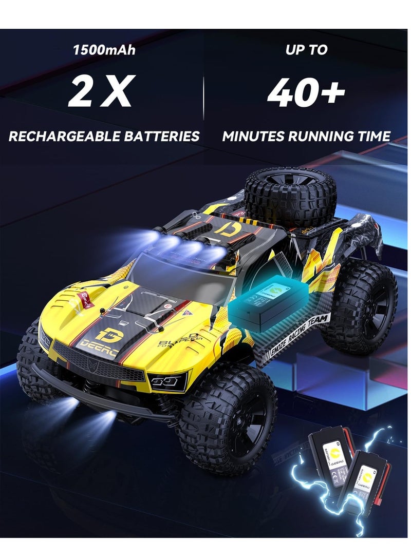 DEERC DEERC 9201E 1:10 Large Remote Control Truck with Lights, Fast Short Course RC Car, 48 km/h 4x4 Off-Road Hobby Grade Toy Monster Crawler Electric Vehicle with 2 Rechargeable Batteries for Adult Kid Boy  - Image 5